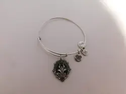 NEW Disney ALEX AND ANI Maleficent "Mistress of All Evil" Silver Bangle Bracelet - Image 1