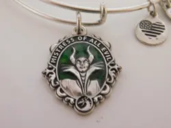 NEW Disney ALEX AND ANI Maleficent "Mistress of All Evil" Silver Bangle Bracelet - Image 2