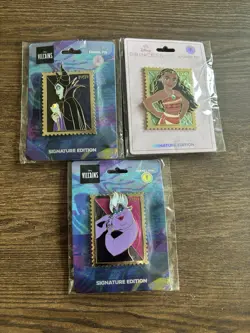 Disney Royal Stamp Wave 3 - Maleficent, Ursula, and Moana - Jumbo Pins IN HAND - Image 1