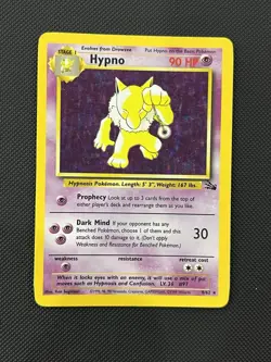 Pokemon TCG Hypno 1st Edition Holo Card Fossil Rare, 8/62 LP/MP - Image 1