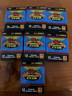 Vintage 1991 Topps Stadium Club 2nd Series Baseball Cards 12ct Pack Lot 7 Sealed - Image 1