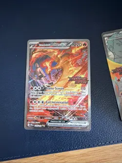 Team Rockets Moltres EX Stamped Full Set 229/182 208/182 031/182 Pokemon Cards - Image 2