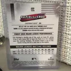 2026 Topps Finest Elly De La Cruz Purple X-Fractor Refractor /75 RARE #173 Reds - Image 2