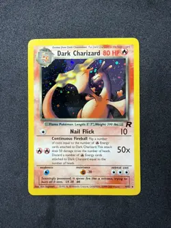Pokemon TCG Dark Charizard 4/82 Rare Holo Team Rocket WOTC, Vintage LP - Image 1