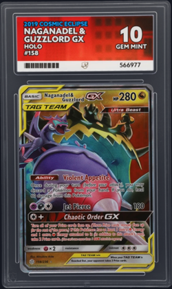 Pokemon Naganadel & Guzzlord GX Cosmic Eclipse 158/236 Holo Ace 10 Gem Mint - Image 1