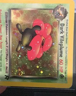 Dark Vileplume 13/82 Holo Team Rocket Pokemon LP SWIRL + Evolution Line Cards - Image 2