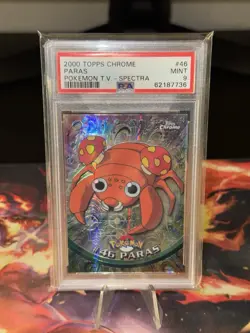 Topps Chrome Pokemon TV Animation Series 2 Spectra #46 Paras PSA 9 - Image 1