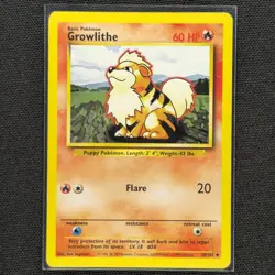 Growlithe - 28/102 - Uncommon - Base Set - Pokemon Card - LP - Image 1