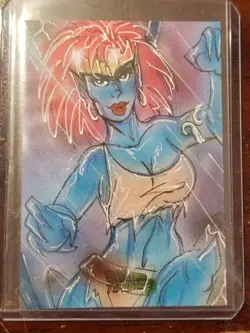 Back to Retro Gargoyles DEMONA Sketch Card Painting by Bianca Thompson - Image 1