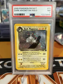 2000 Pokemon Team Rocket Dark Magneton 11/82 Vintage Holo with Swirl PSA 7 - Image 1