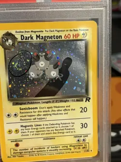 2000 Pokemon Team Rocket Dark Magneton 11/82 Vintage Holo with Swirl PSA 7 - Image 2