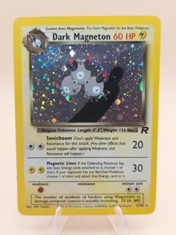 Dark Magneton Holo Rare Team Rocket 11/82 Pokemon Card - WOTC 1999 SWIRL - Image 1