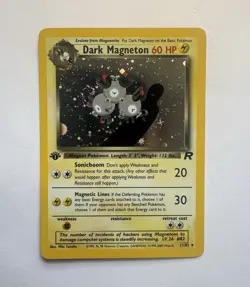 Pokemon TCG Team Rocket Dark Magneton 11/82 1st Ed Holo LP SWIRL - Image 1