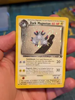 Pokemon Dark Magneton TCG Team Rocket Card 11/82 Unlimited Holo Rare *SWIRL* - Image 1