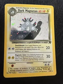 Pokemon TCG Dark Magneton Team Rocket 11/82 Holo Unlimited Holo Rare - Image 1