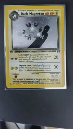 Pokemon Holo Dark Magneton 1st Edition Team Rocket, Near Mint 11/82 - Image 1