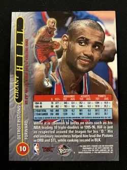 Grant Hill 1996-97 Stadium Club Basketball Matrix parallel #10 Detroit Pistons - Image 2