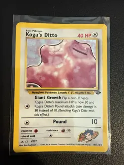 Pokemon TCG Koga's Ditto 10/132 Gym Challenge Holo Rare Card Unlimited Ungraded - Image 1