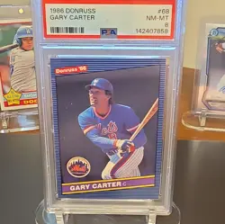 Donruss 1986 Gary Carter #68 New York Mets PSA 8 Graded Baseball Card - Image 1
