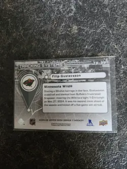 2025-26 Upper Deck Series 1 Tracking System Filip Gustavsson Card# TS-30 - Image 2