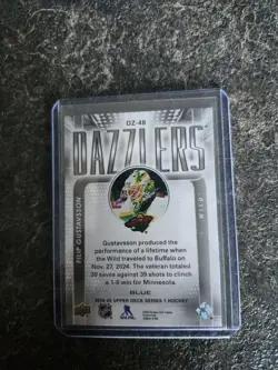 2025-26 Upper Deck Series 1 Dazzlers Blue Filip Gustavsson Card# DZ-48 - Image 2