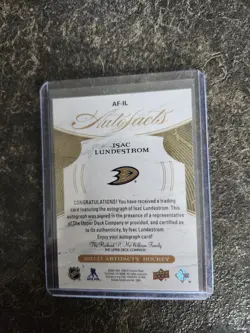 2022-23 Upper Deck Artifacts Autofacts Isac Lunderstrom Card# AF-IL - Image 2