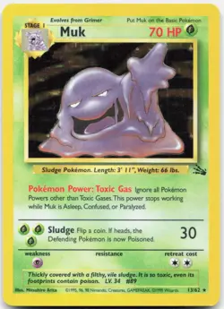 Vintage Pokemon Muk Unlimited Holo Holo Rare Fossil 13/62 MP Trading Card TCG - Image 1
