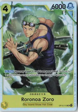 Roronoa Zoro OP15-113 Super Rare Adventure on Kami's Island One Piece Foil NM - Image 1