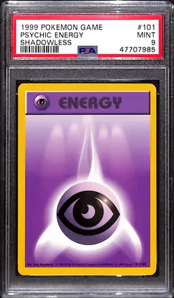Pokemon Cards: Base Set Shadowless Common: Psychic Energy 101/102 PSA 9 - Image 1