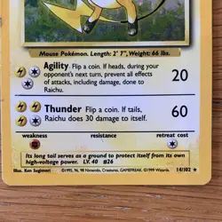 Pokemon TCG Base Set Raichu 14/102 Holo Rare 80 HP English 1999 WOTC - Image 4
