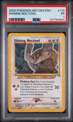 2002 POKEMON NEO DESTINY #110 SHINING NOCTOWL PSA 1 - Image 1