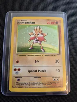 Vintage Pokemon Card "Hitmonchan" Base Set #107 #7/102 Rare Holo Unlimited 1999 - Image 1