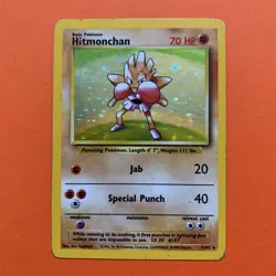 Hitmonchan Holo Rare MP 7/102 Base Set Pokemon Card 007/102 Vintage WOTC - Image 2