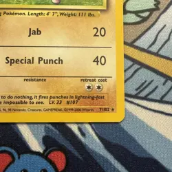 Pokemon Card Hitmonchan 7/102 4th Print Holo Rare Base Set 1999-2000 WOTC - Image 4
