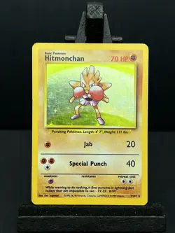 Pokemon Card - Hitmonchan 7/102 Holo Rare Base Set WOTC HP - Image 1