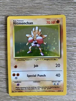 Pokemon Card Hitmonchan 7/102 Holo Base Set Vintage WOTC Rare (3) - Image 1