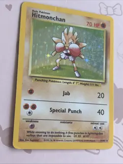 Pokemon TCG Hitmonchan Base Set Holo Unlimited Rare Card 7/102 HP - Image 2