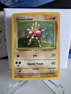 Pokemon TCG Hitmonchan Base Set Holo Rare Card 7/102 NM Condition - Image 2