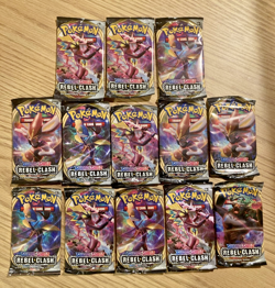 Pokemon TCG: LOT OF 13 Rebel Clash Booster Packs Sword & Shield Sealed - Image 1