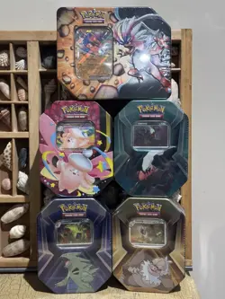 Pokemon TCG Lot Of 5 Sealed Large Tins!!! Mega Clefable , Tyranitar And More! - Image 1