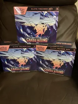LOT OF 3 POKEMON TCG Mega Evolution CHAOS RISING ETB’s Factory Sealed - Image 1
