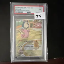Pokemon TCG 2024 Chansey 187/167 SV06 Twilight Masquerade Illus Rare PSA 9 Holo - Image 1