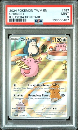 Pokemon TCG Chansey 187/167 SV06 Twilight Masquerade IR Rare Holo PSA 9 187 Mint - Image 1
