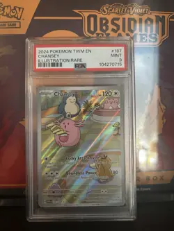 Pokemon TCG Chansey 187/167 Twilight Masquerade Illustration Rare PSA 9 - Image 1