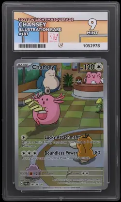 Pokemon TCG Chansey 187/167 Twilight Masquerade Illustration Rare Holo Ace 9 - Image 1