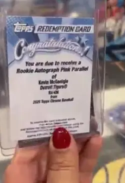 KEVIN MCGONIGLE 2026 TOPPS CHROME PINK ROOKIE AUTO /250 REDEMPTION TIGERS - Image 2