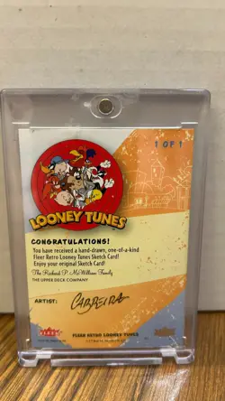 2024 Fleer Looney Tunes Wile E Coyote 1/1 sketch card, drawn by Marcio Cabreira - Image 2