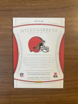 2019 National Treasures Myles Garrett GAME WORN USED Patch GOLD /10 BROWNS RAMS - Image 4