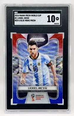 2018 Panini Prizm World Cup Lionel Messi #1 Red Blue Wave Prizm SGC 10 GEM MINT - Image 1