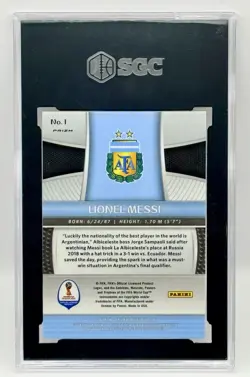 2018 Panini Prizm World Cup Lionel Messi #1 Red Blue Wave Prizm SGC 10 GEM MINT - Image 2